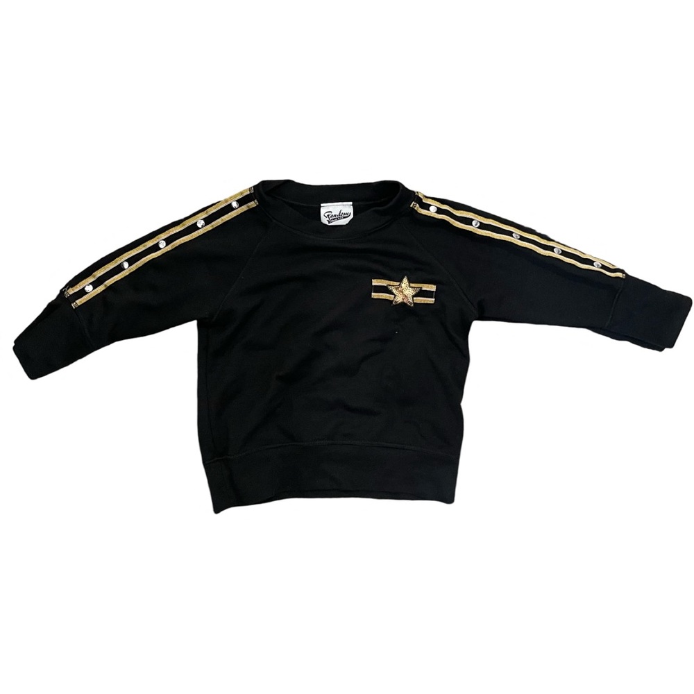 EUC Random Hearts Toddler Girl 3T Black and Gold Star Sweatshirt